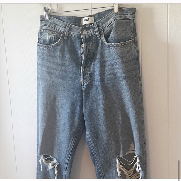 Agolde Lana Mid Rise Vintage Straight Jeans in Backdrop 27 - Picture 7 of 9